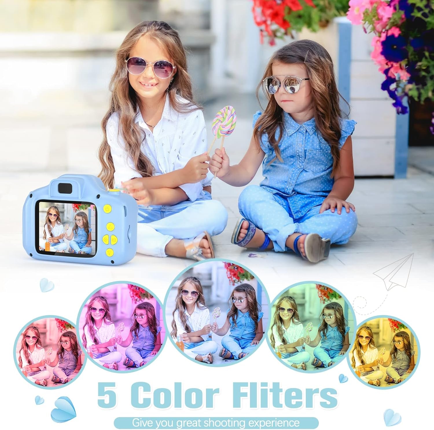 Kids Toys for 3-10 Year Old Boys Girls, Kids Camera 1080P 2Inch HD Children Digital Cameras for Girls Best Birthday Toys,Toddler Camera Gift for 3-9 Year Old Boy (With 32G SD Card) (Blue)