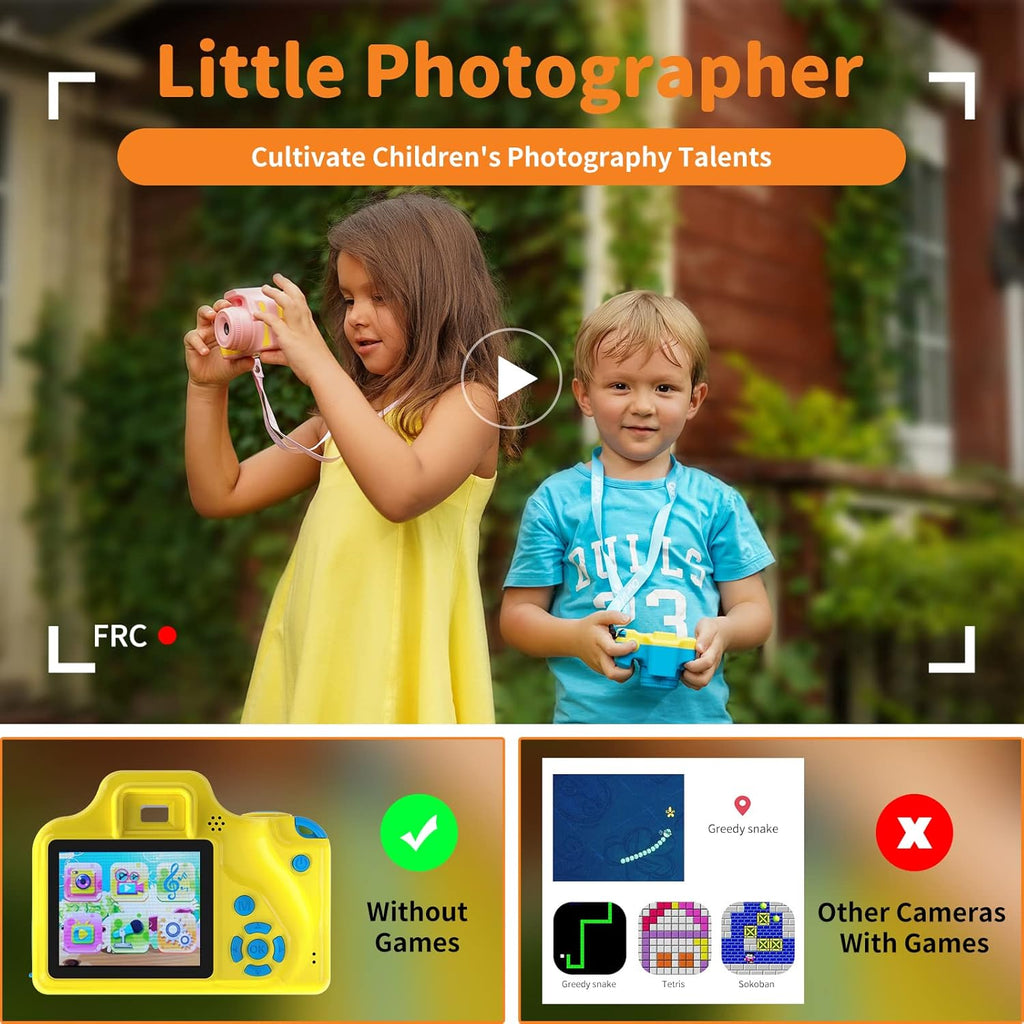 Kids Camera for Age 3-12, 1080P HD Digital Video Toddler Camera with MP3 Music Player, Christmas Birthday Gifts for Girls/Boys Age 3 4 5 6 7 8 with 8Gb SD Card-Pink