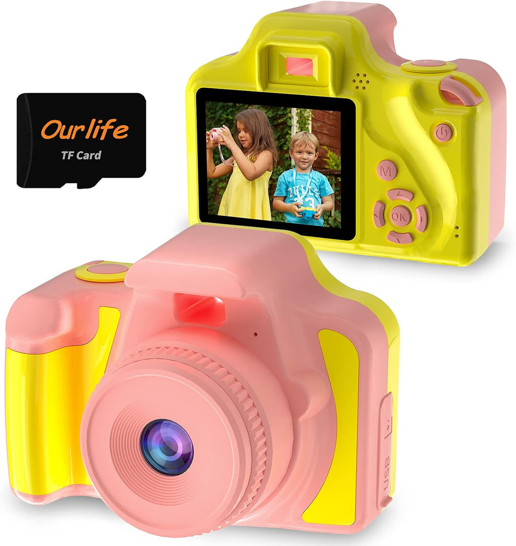 Kids Camera for Age 3-12, 1080P HD Digital Video Toddler Camera with MP3 Music Player, Christmas Birthday Gifts for Girls/Boys Age 3 4 5 6 7 8 with 8Gb SD Card-Pink