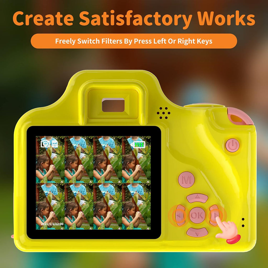 Kids Camera for Age 3-12, 1080P HD Digital Video Toddler Camera with MP3 Music Player, Christmas Birthday Gifts for Girls/Boys Age 3 4 5 6 7 8 with 8Gb SD Card-Pink